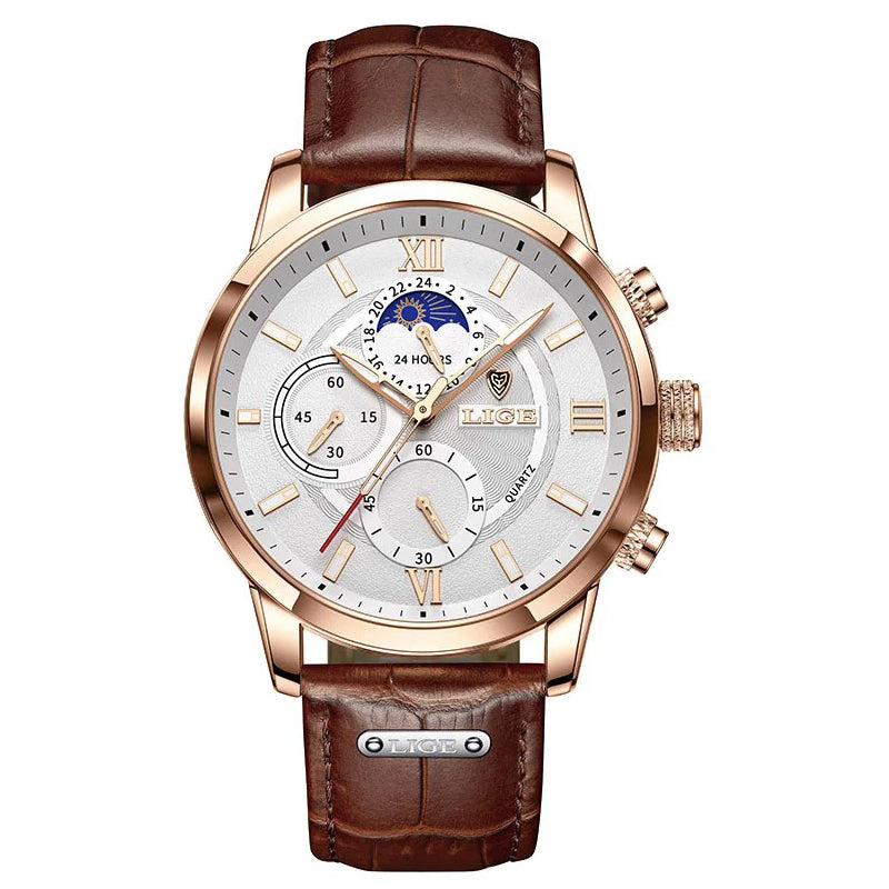 MONTRE À QUARTZ EN CUIR MONACO