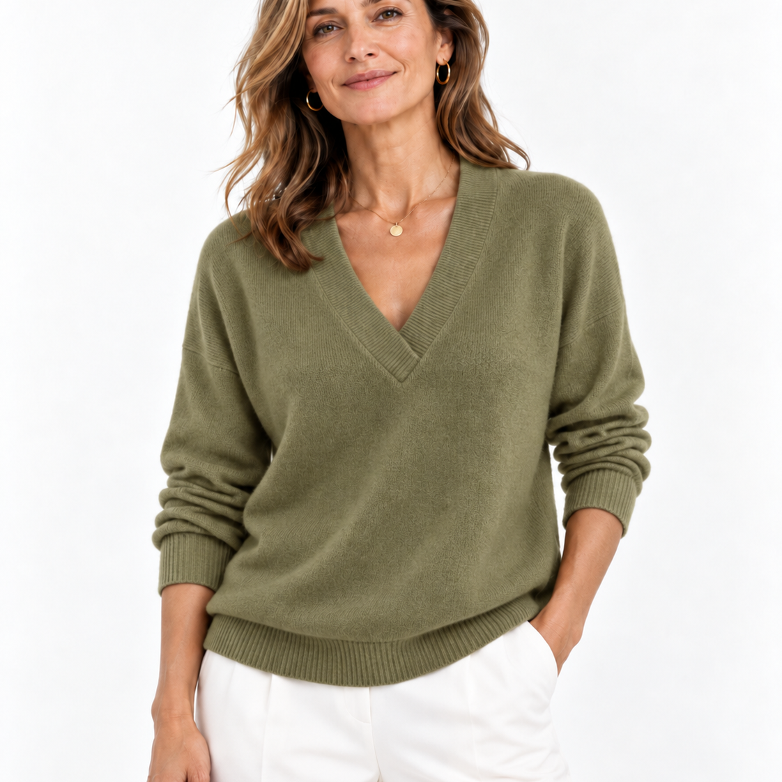 PULL EN MAILLE À COL V