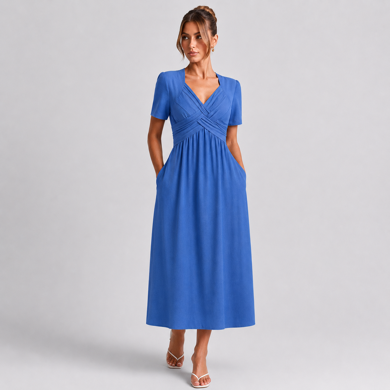 ÉLODIE - ROBE MIDI ÉLÉGANTE COUPE TRAPÈZE