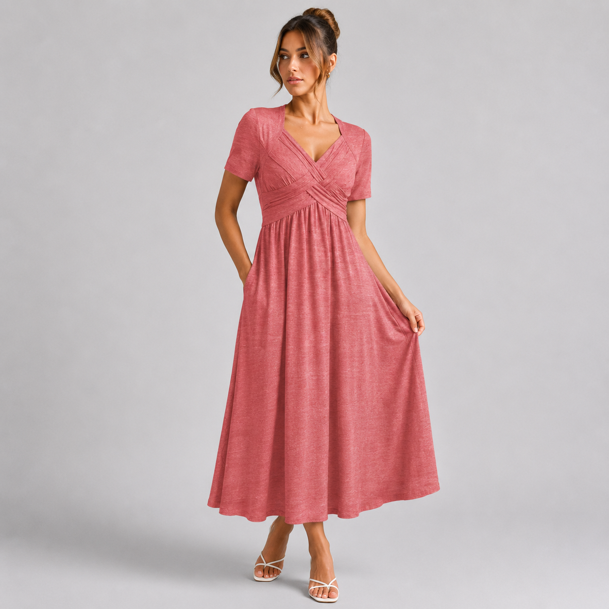 ÉLODIE - ROBE MIDI ÉLÉGANTE COUPE TRAPÈZE