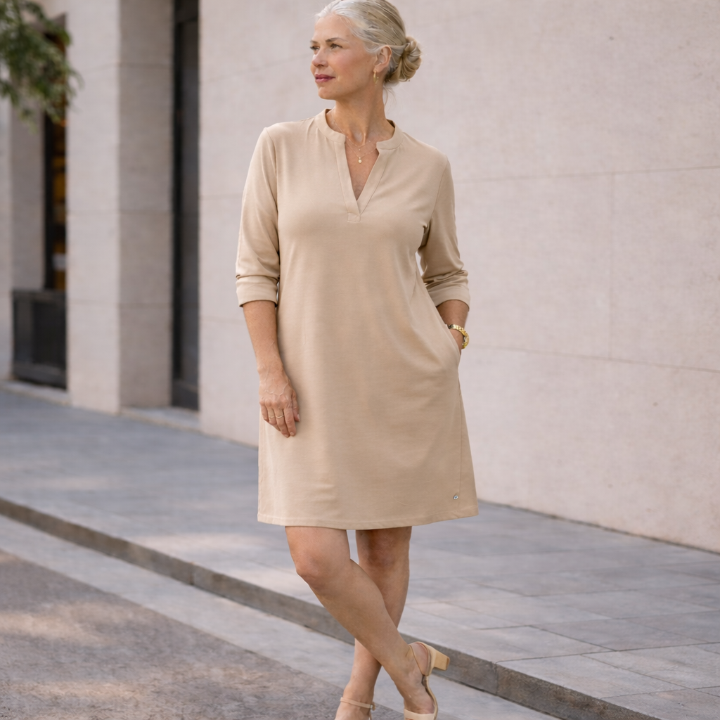 ALICE - ROBE CLASSIQUE UNIE À COL V