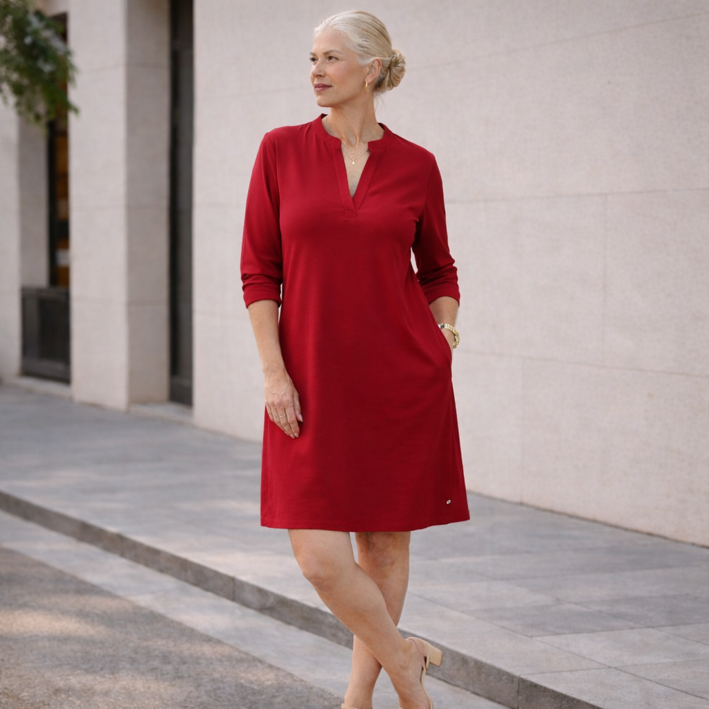 ALICE - ROBE CLASSIQUE UNIE À COL V
