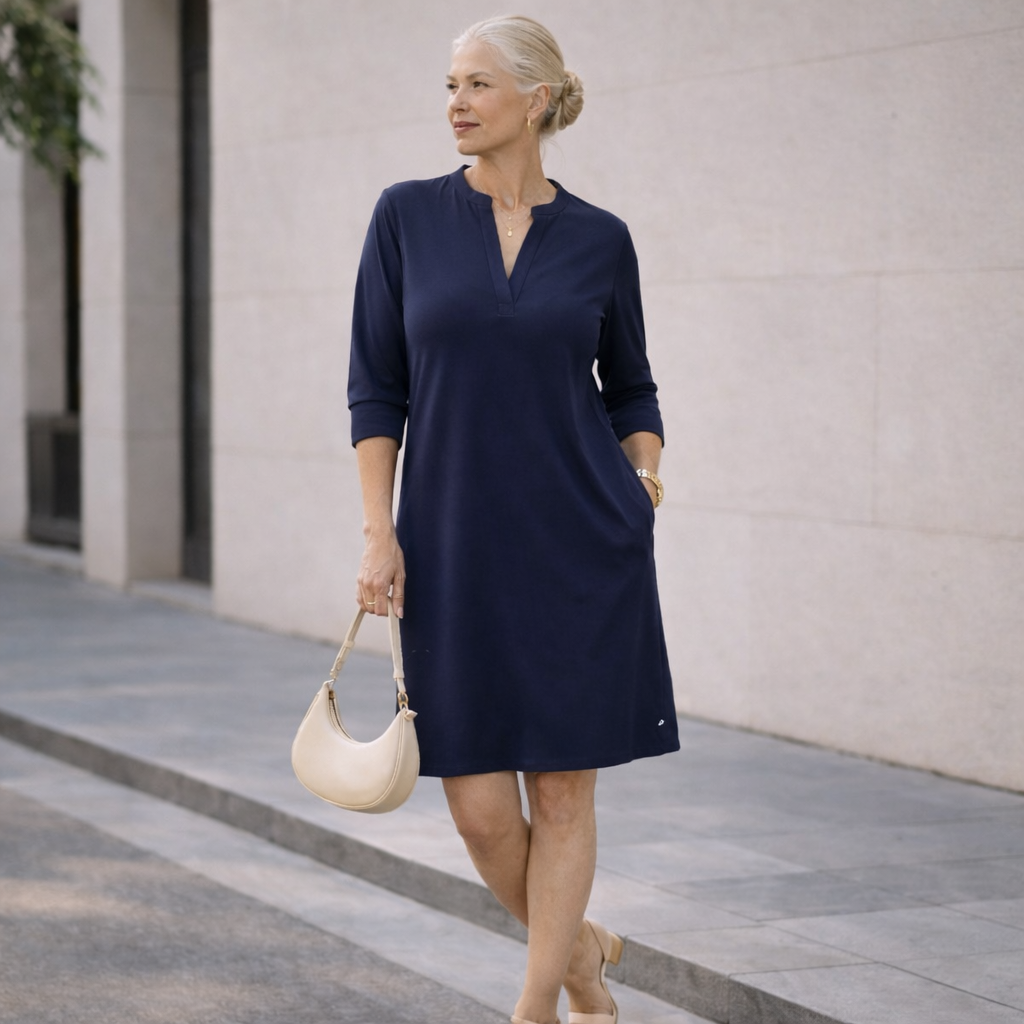 ALICE - ROBE CLASSIQUE UNIE À COL V