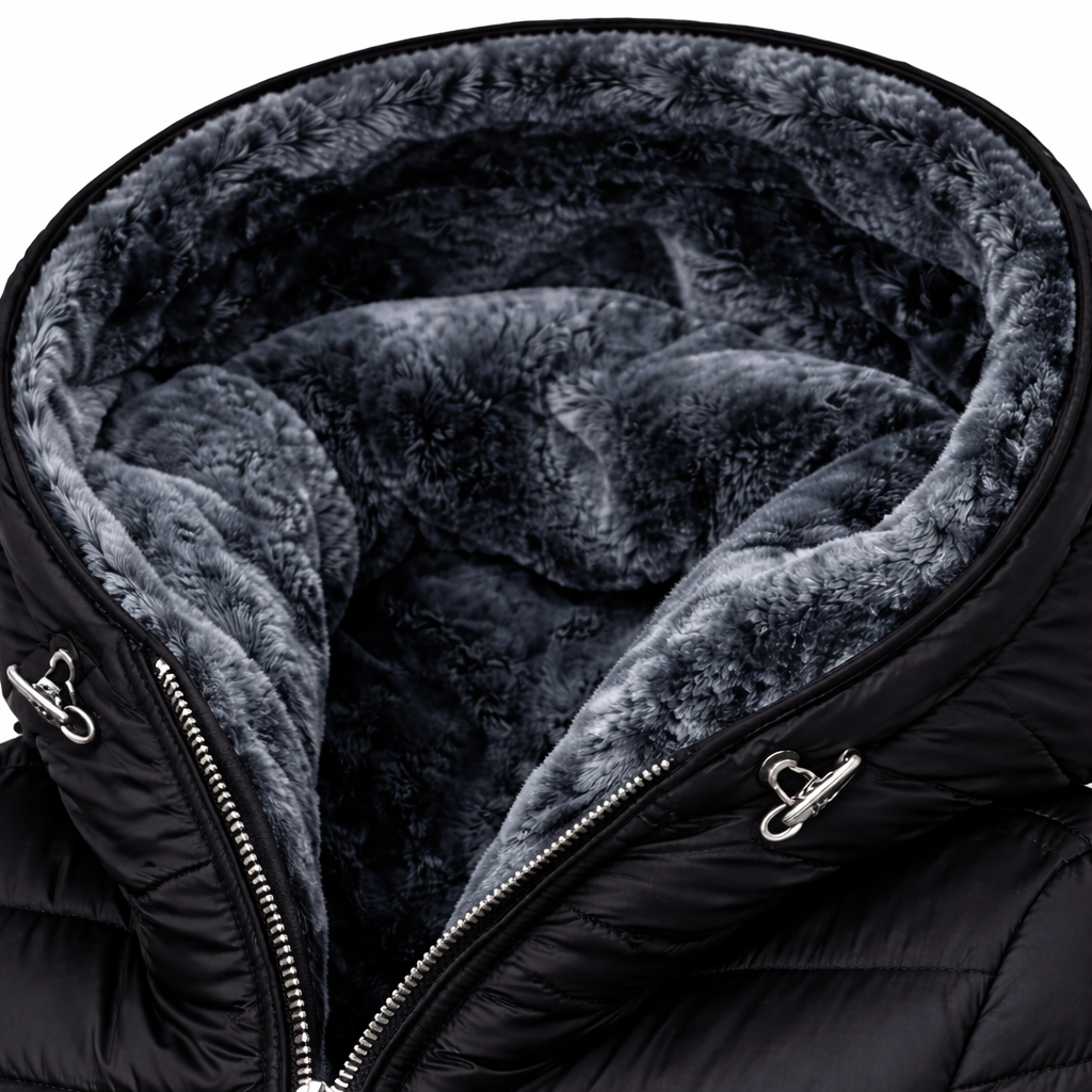 MARION – MANTEAU D’HIVER LONG MATELASSÉ À CAPUCHE