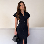 ROBE MIDI EN DENIM À BOUTONNAGE FRONTAL