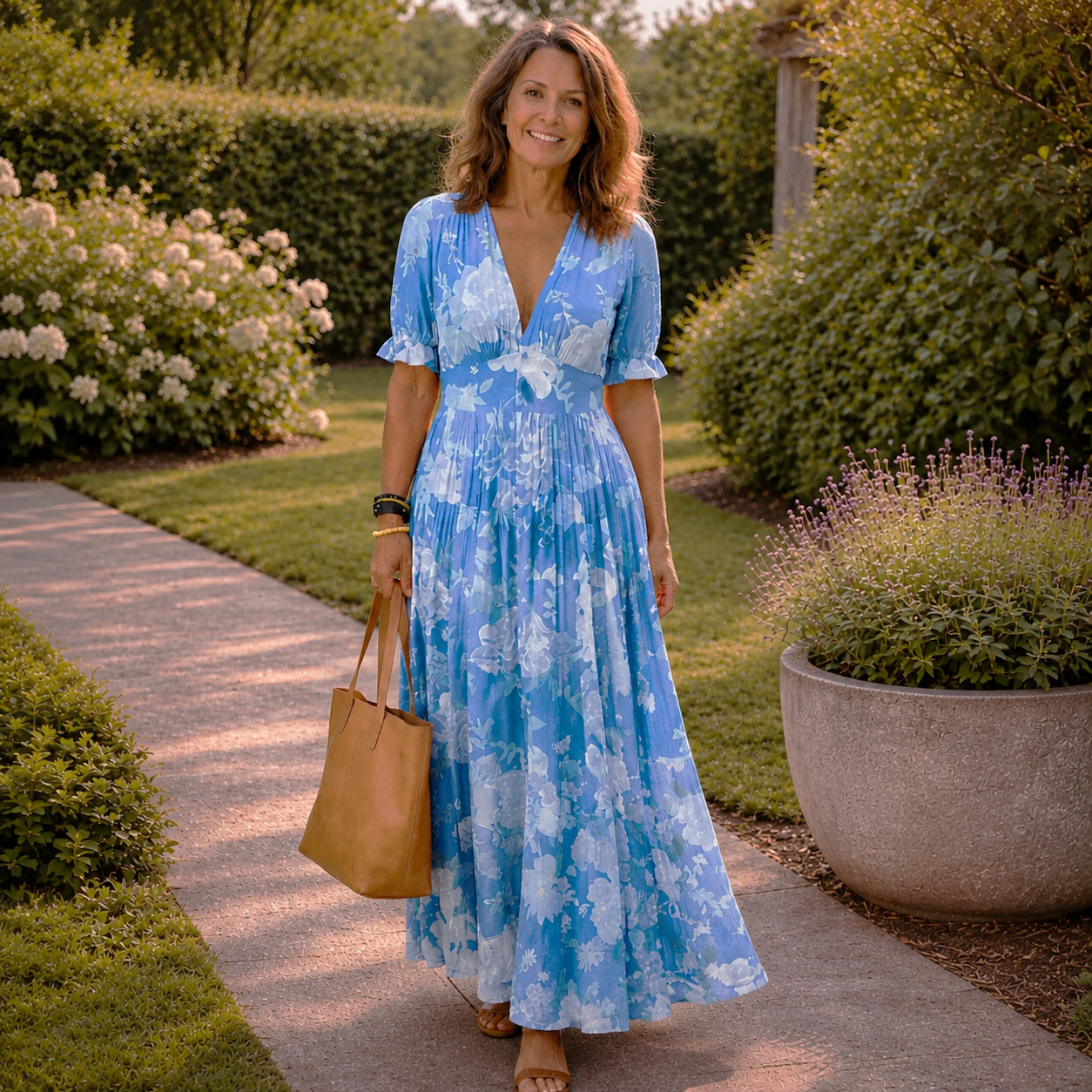 CAMILLE | ROBE MIDI FLEURIE SANS MANCHES À COL EN V