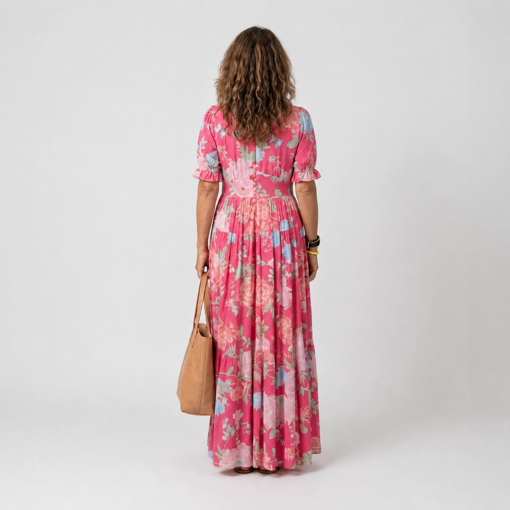 CAMILLE | ROBE MIDI FLEURIE SANS MANCHES À COL EN V