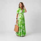 CAMILLE | ROBE MIDI FLEURIE SANS MANCHES À COL EN V