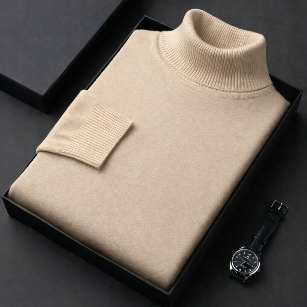 HUGO - PULL EN MAILLE À COL ROULÉ