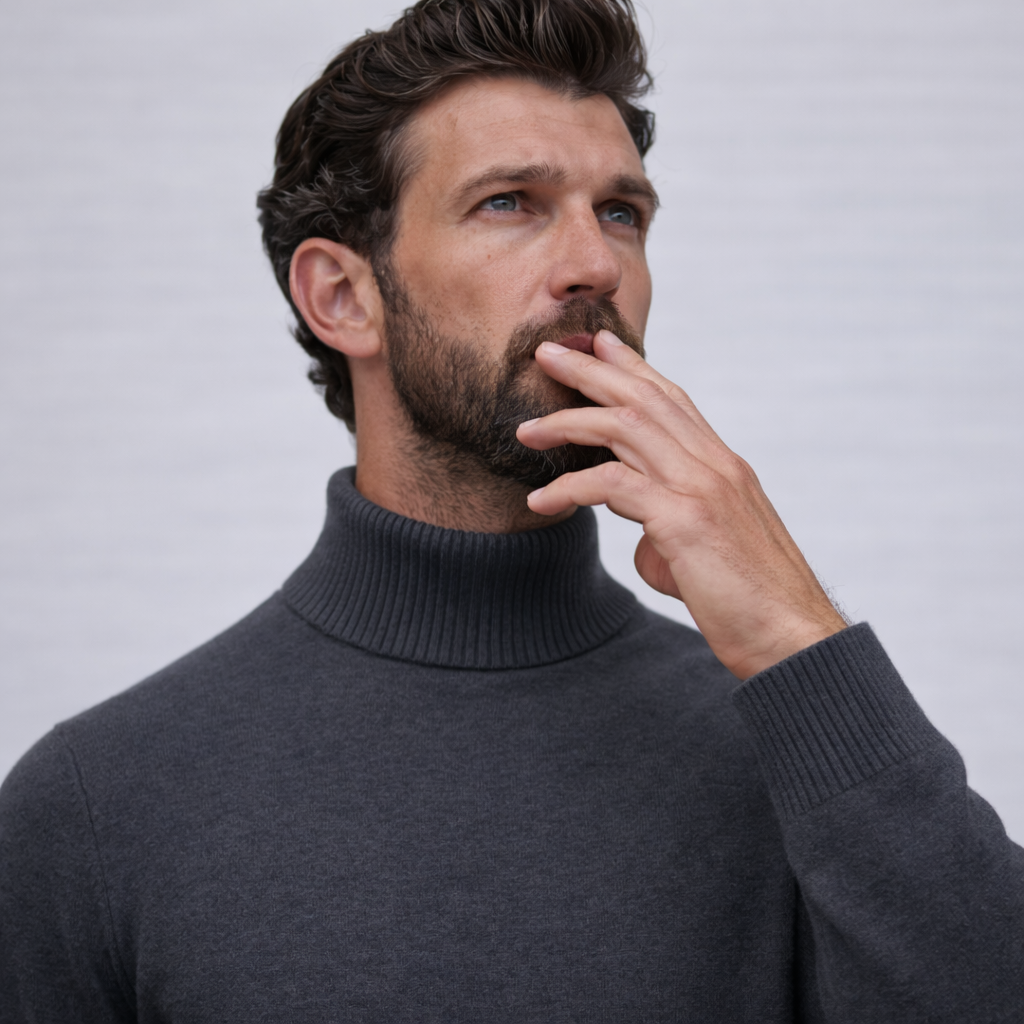 HUGO - PULL EN MAILLE À COL ROULÉ