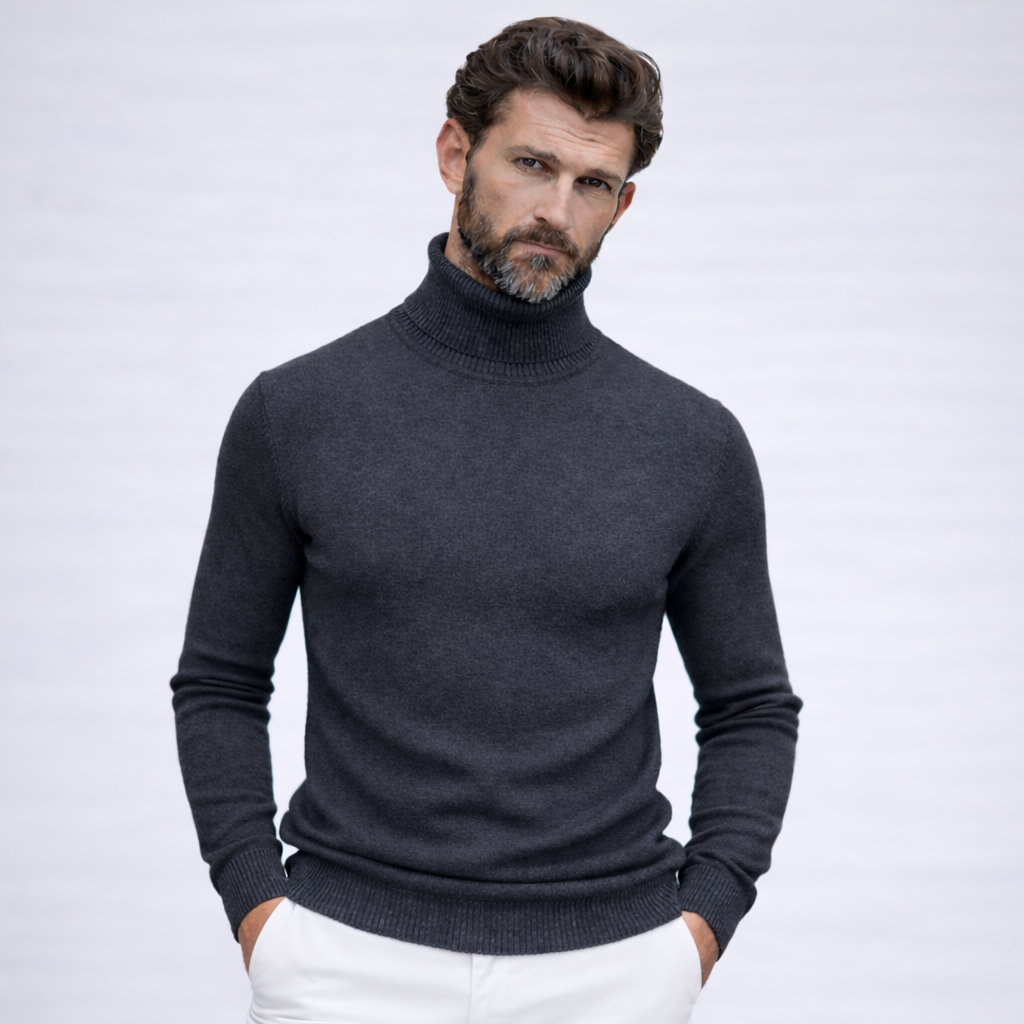 HUGO - PULL EN MAILLE À COL ROULÉ
