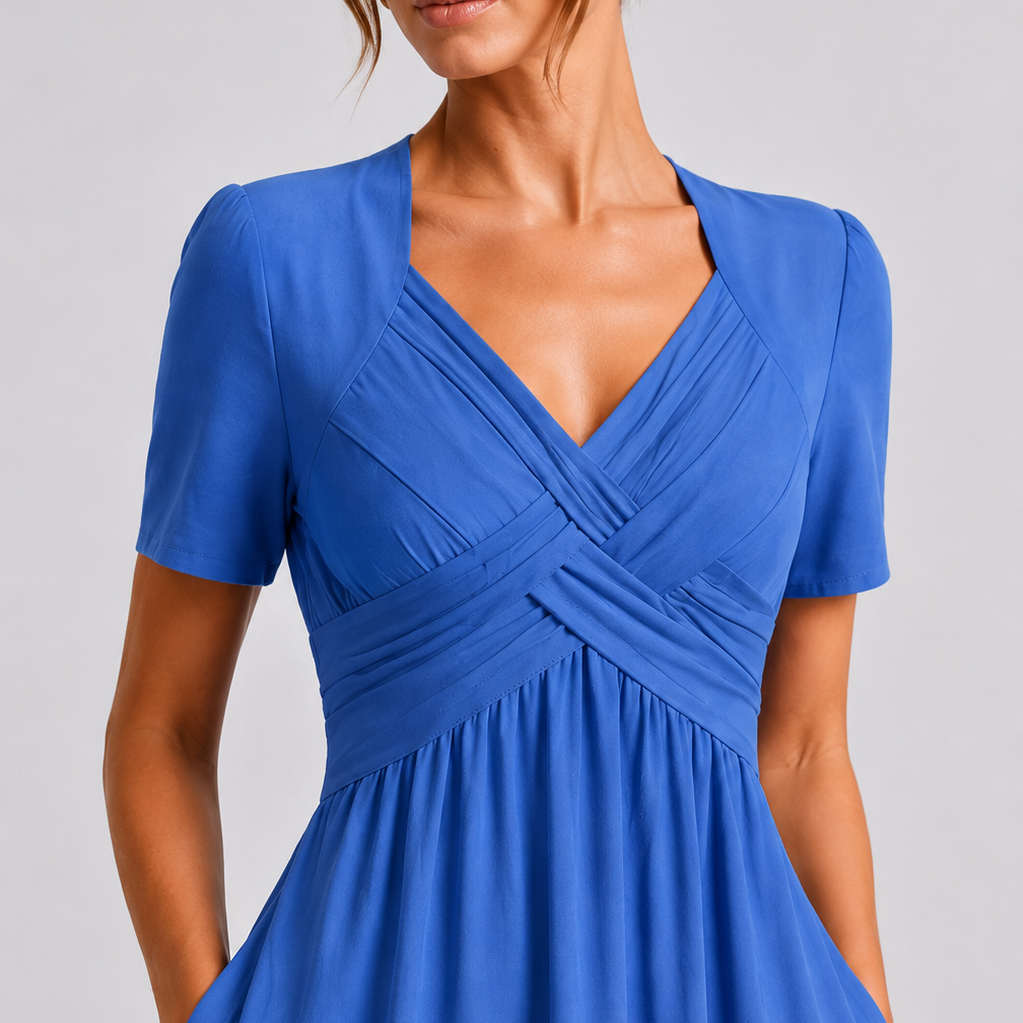 ÉLODIE - ROBE MIDI ÉLÉGANTE COUPE TRAPÈZE