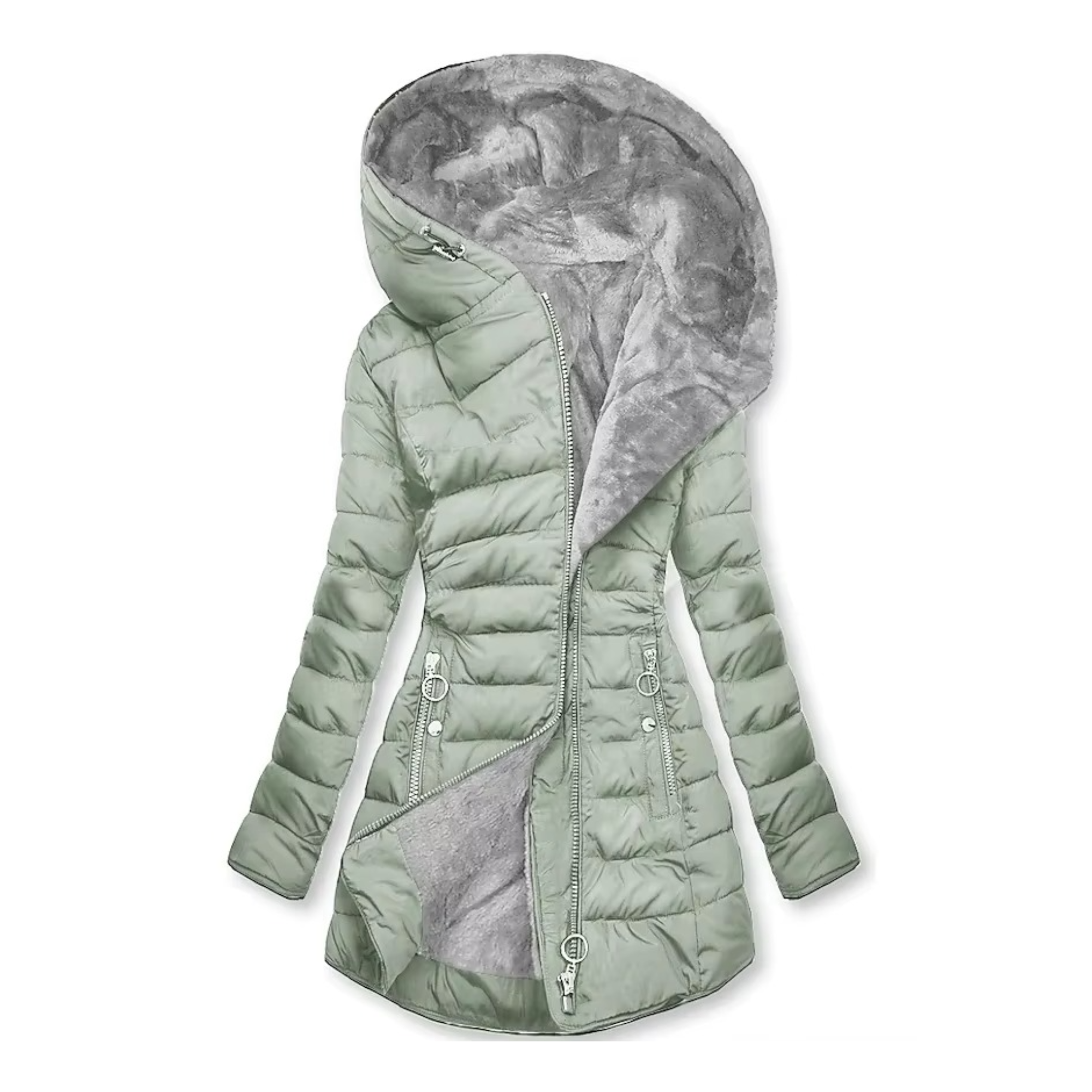 MARION – MANTEAU D’HIVER LONG MATELASSÉ À CAPUCHE