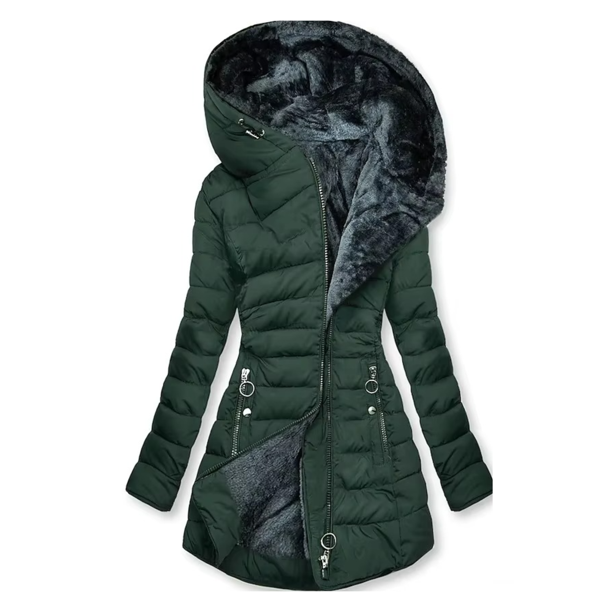 MARION – MANTEAU D’HIVER LONG MATELASSÉ À CAPUCHE