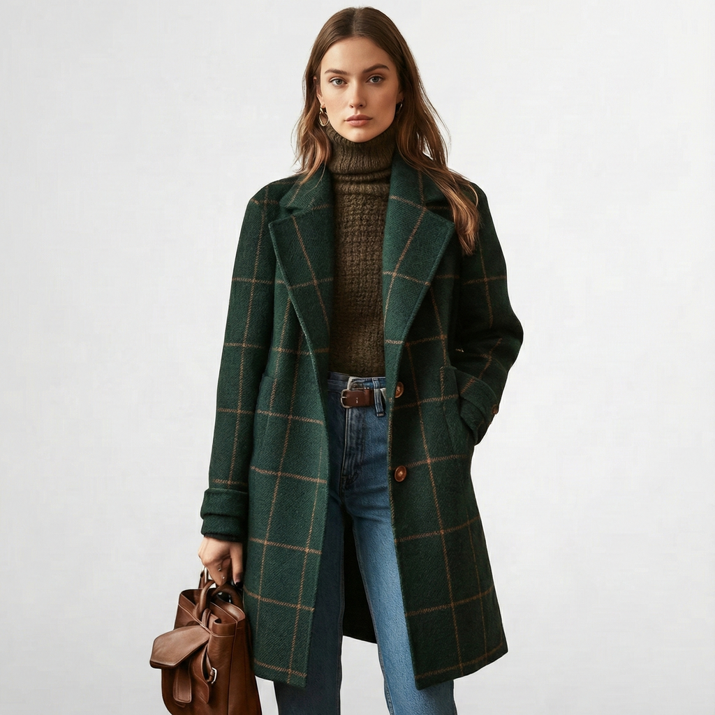 JADE - MANTEAU À CARREAUX CLASSIQUE