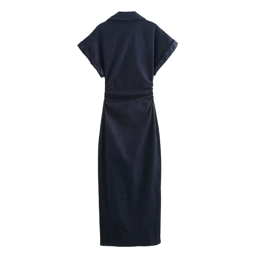 ROBE MIDI EN DENIM À BOUTONNAGE FRONTAL