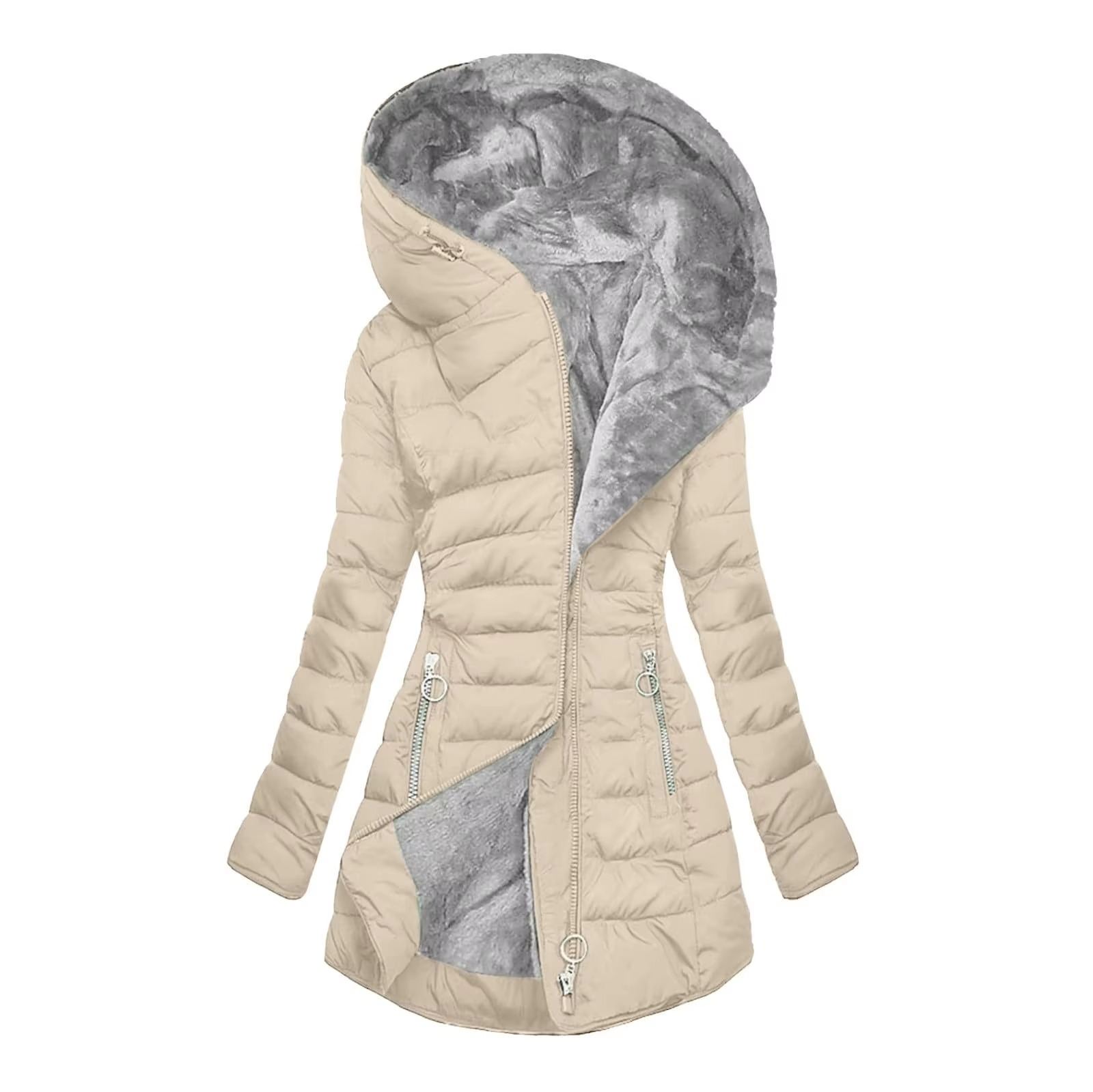 MARION – MANTEAU D’HIVER LONG MATELASSÉ À CAPUCHE