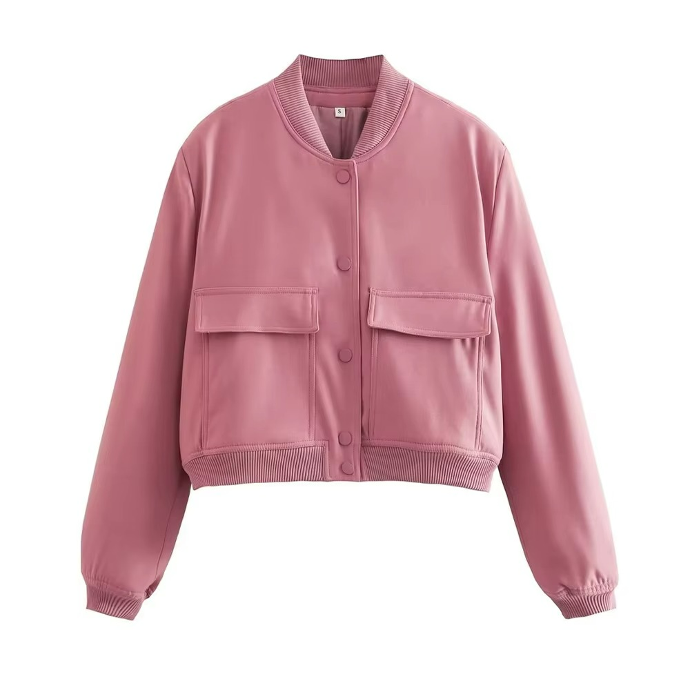 VESTE BOMBER COURTE – BOUTONNÉE AVEC POCHES