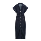 ROBE MIDI EN DENIM À BOUTONNAGE FRONTAL