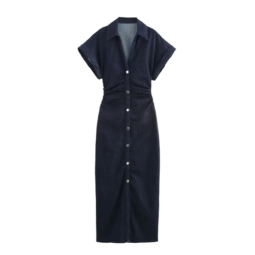 ROBE MIDI EN DENIM À BOUTONNAGE FRONTAL