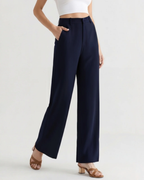 PANTALON ÉLÉGANT TAILLE HAUTE À JAMBE LARGE