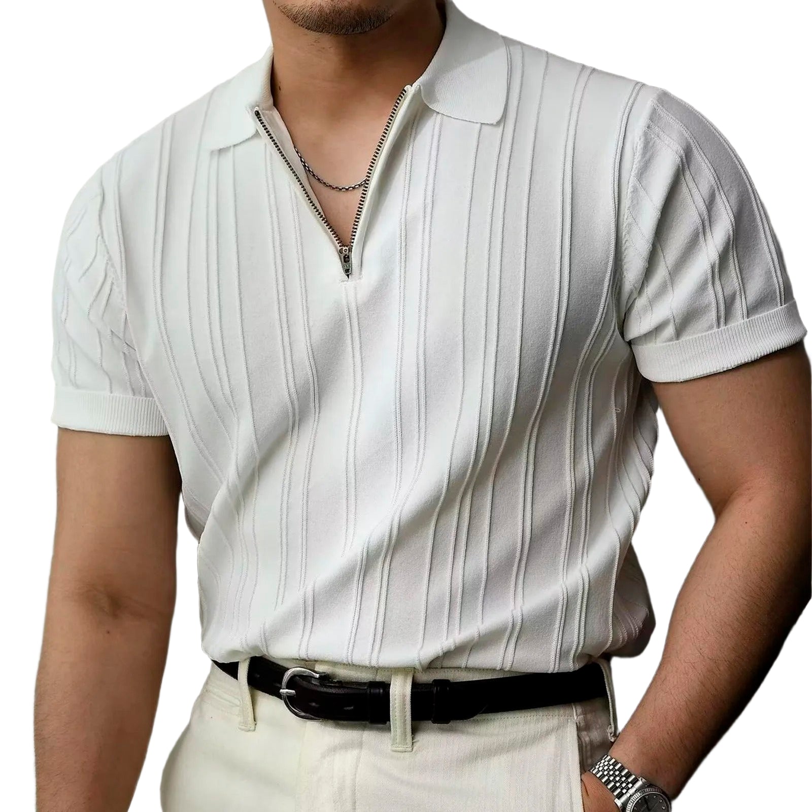 POLO EN MAILLE À ZIP