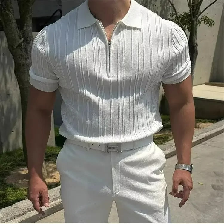 POLO EN MAILLE À ZIP