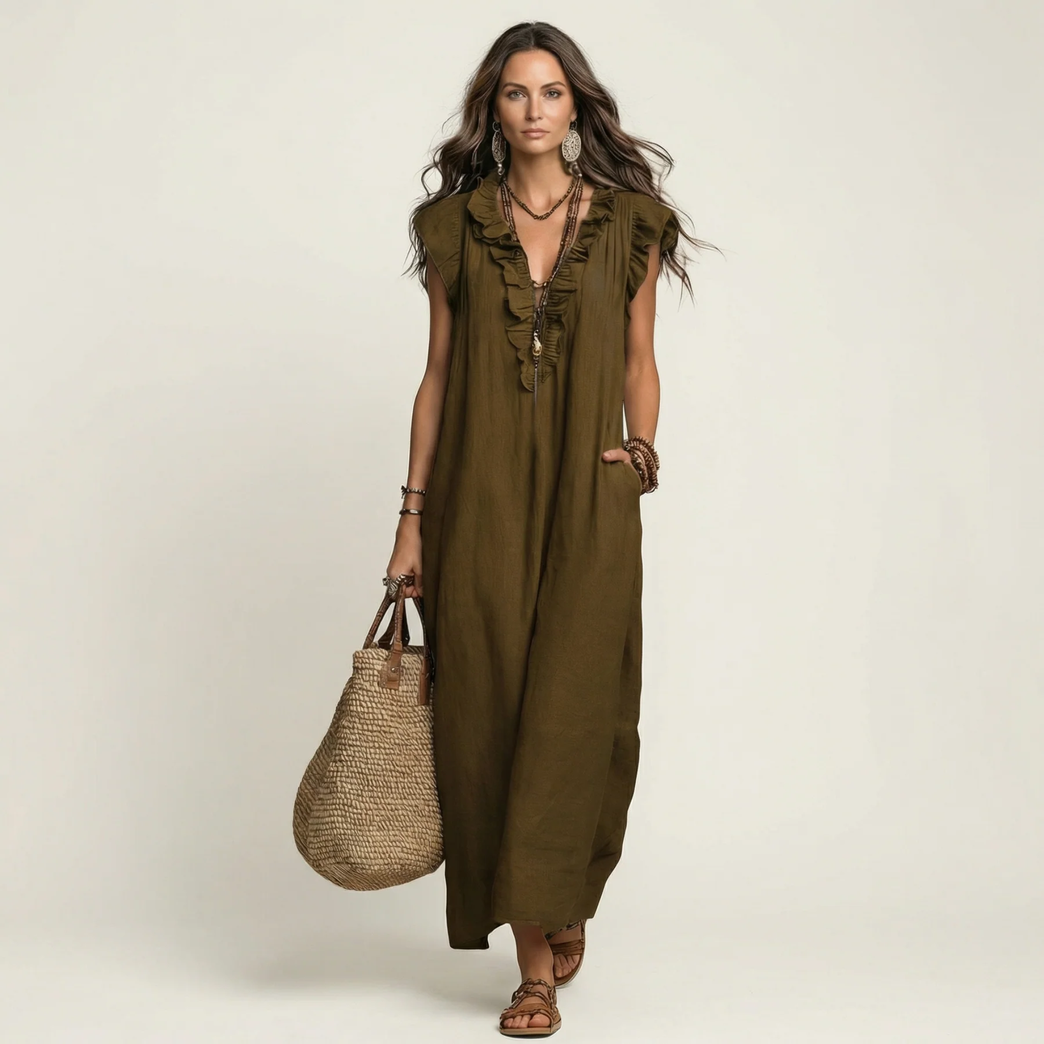ROBE MAXI SANS MANCHES ÉLÉGANTE
