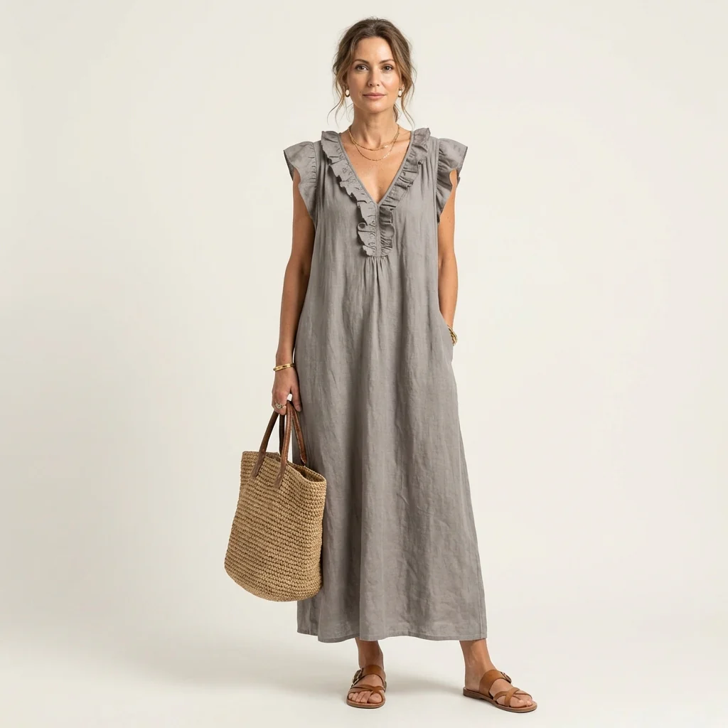 ROBE MAXI SANS MANCHES ÉLÉGANTE