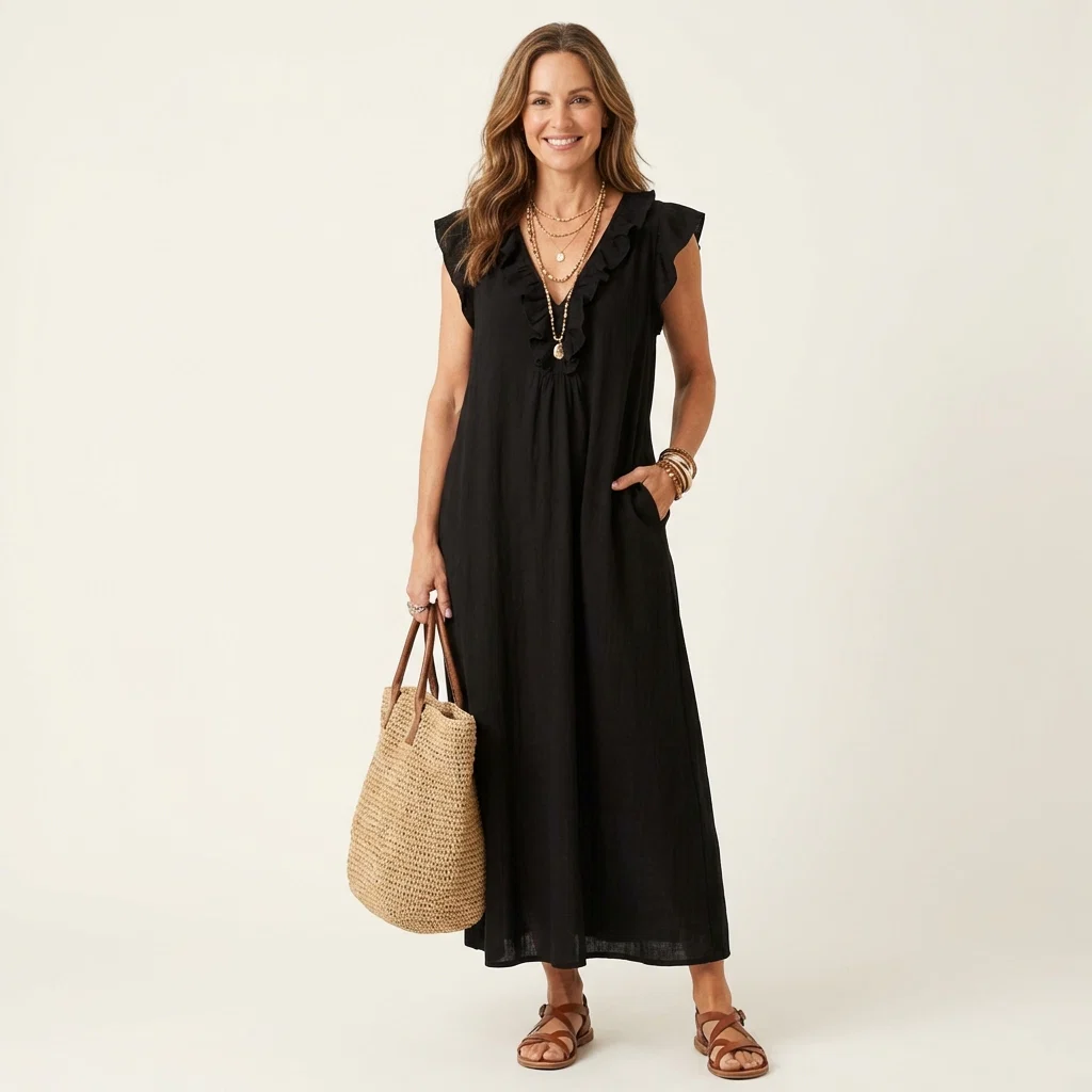ROBE MAXI SANS MANCHES ÉLÉGANTE