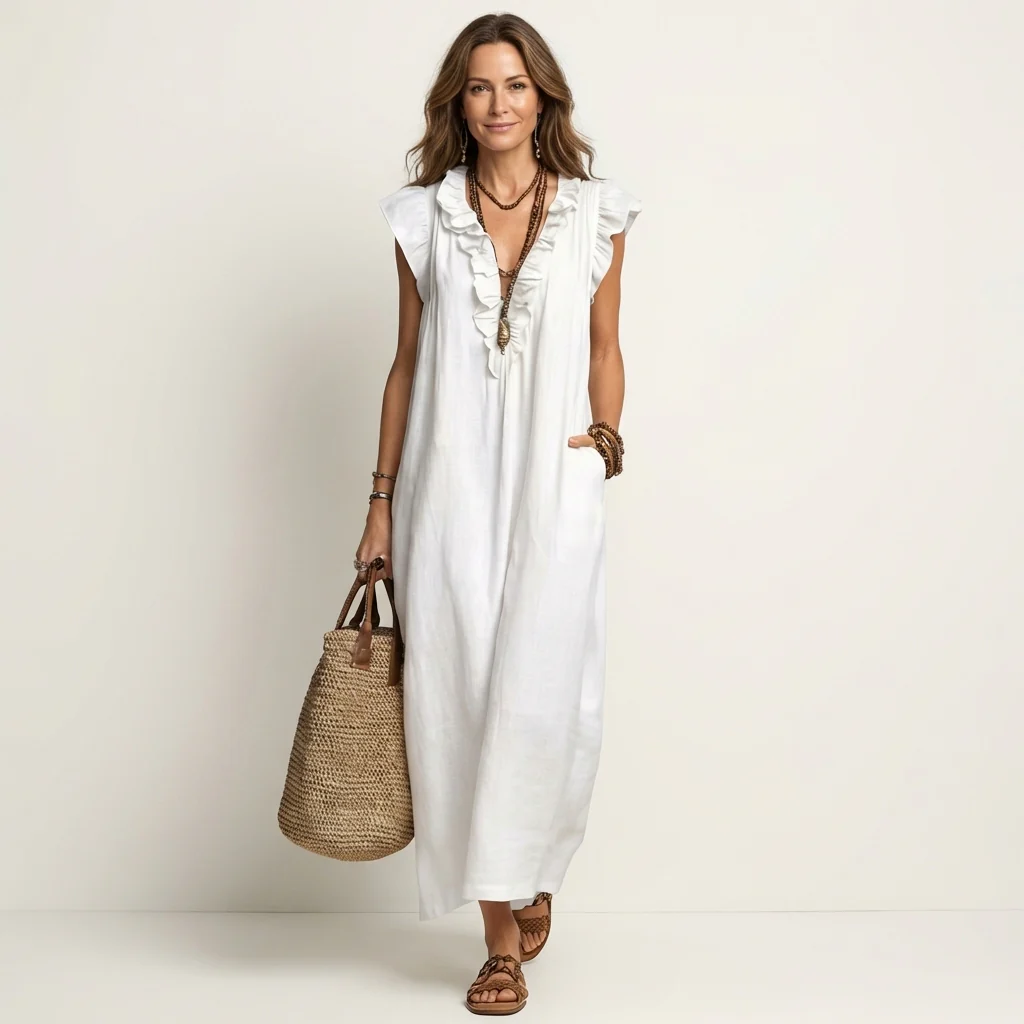 ROBE MAXI SANS MANCHES ÉLÉGANTE